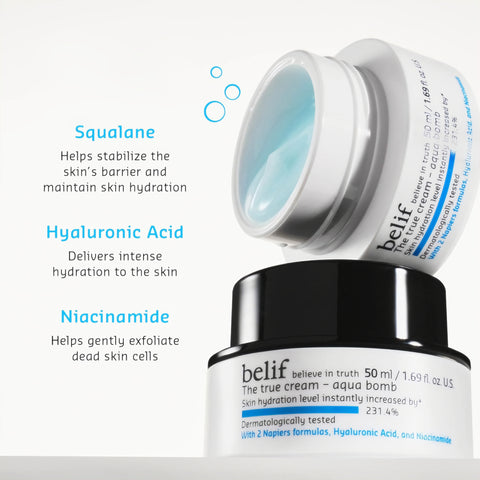 Belif The True Cream Aqua Bomb tuotekuva ja ainesosat info
