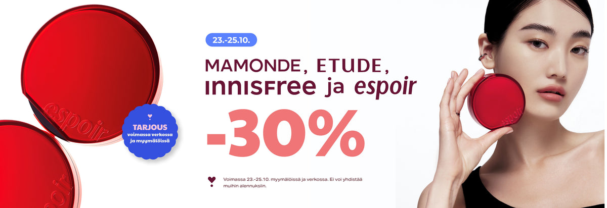 Mamonde, Etude, Innisfree ja Espoir -30% 23.-25.10.2026