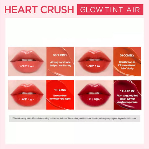 Holika Holika Heart Crush Glow Tint Air sävyt huulilla 2
