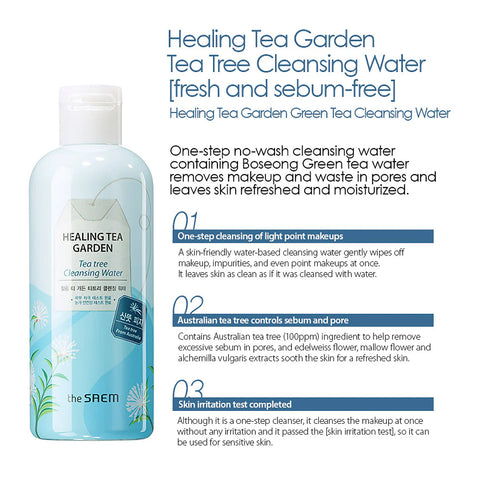 The Saem Healing Tea Garden Tea Tree Cleansing Water info